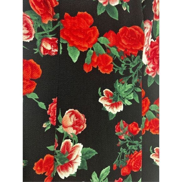 Guess Bohemian Red Black Green Roses Pattern Dress Size 10 Zip EUC - Picture 2 of 14